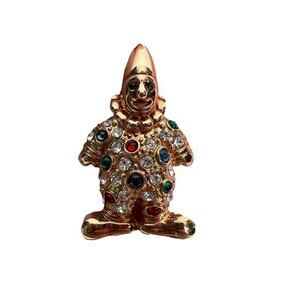 Vintage Krementz Circus Clown Brooch Pin Rhinestones